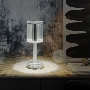 Επαναφορτιζόμενο Επιτραπέζιο Φωτιστικό Diamond με Ντίμερ και Διπλό Χρώμα Φωτισμού 24.5x8.5cm
