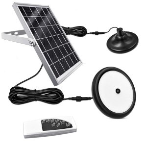 Αδιάβροχο Ηλιακό Φωτιστικό 12W 112LED  Αυτόματο με Τηλεχειριστήριο &amp; Αισθητήρα Φωτός &amp; Ανιχνευτή Κίνησης Επαναφορτιζόμενο - Μαύρο 2τμχ