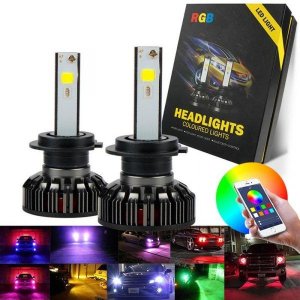 Φώτα Πορείας LED COB H4 RGB Ελεγχόμενα με Bluetooth &amp; App Εφαρμογή 40W 6000K 6000lumen
