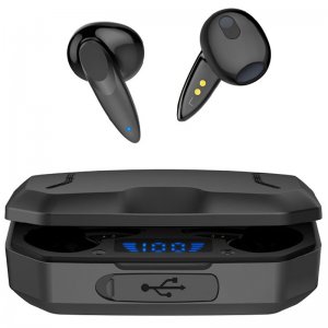 Bluetooth Ακουστικά in-Ear με Θήκη Φόρτισης &amp; LED Οθόνη - Max Earbud Bluetooth Handsfree TN73 Μαύρο