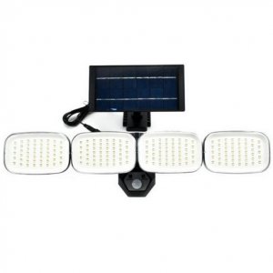 Αδιάβροχο Επιτοίχιο Ηλιακό Φωτιστικό 200LED SMD με Ανιχνευτή Κίνησης - Αισθητήρα Φωτός &amp; Τηλεχειρισμό Μαύρο KXK-601