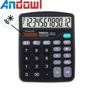 Andowl Αριθμομηχανή Γραφείου με LCD Οθόνη 12 Ψηφίων με Ηλιακό Πάνελ &amp; Μπαταρία - PN-837