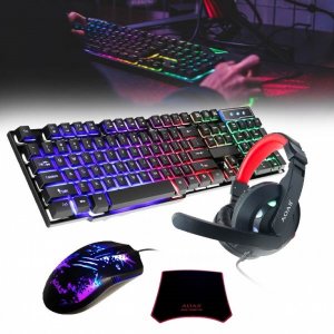 Σετ με Gaming Πληκτρολόγιο, Ποντίκι, Ακουστικά και Mouse Pad - AOAS Gaming Combo 4 In 1 RGB AS-1066