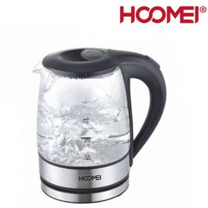 Hoomei Inox Διάφανος Βραστήρας Νερού 1.2l 1630W με Περιστρεφόμενη Βάση HM-5520