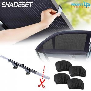 Σετ Σκιάς Αυτοκινήτου SHADESET Συρόμενο Σκίαστρο Παρμπρίζ &amp; 4x Πλευρικά Κουρτινάκια - Σκίαστρα Διάτρητα Παραθύρων Ηλιοπροστασία