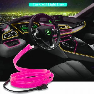 1m Slim Διακοσμητική Ταινία Neon LED Εσωτερικός Φωτισμός Αυτοκινήτου 12V Ροζ
