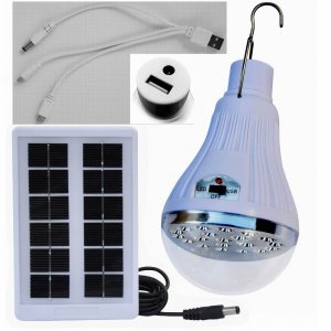 Ηλιακός Επαναφορτιζόμενος LED Λαμπτήρας -  Power Bank με Ηλιακό Πάνελ - Μπαταρία 800mAh &amp; Καλώδιο 3 σε 1 USB σε MicroUSB - USBMini - DC Power Cable
