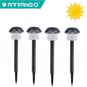 ARRANGO Σετ 4x Αδιάβροχο Επιδαπέδιο Ηλιακό LED Φωτιστικό - Πάσσαλος Κήπου Inox
