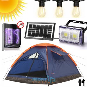 Pack &amp; GO CAMPING Set με Σκηνή UV-BLOCK - Ηλιακό Σύστημα Φωτιστικό, Γιρλάντα με Λάμπες LED &amp; Φορτιστή USB - UV Εντομοκτόνο Αντικουνουπικό Μπαταρίας