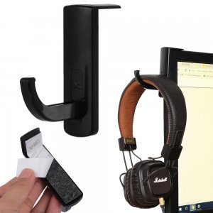 Βάση Ακουστικών για το Monitor με Αυτοκόλλητο - Hook Holder Μαύρο