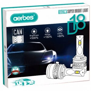 2x aerbes Λαμπτήρες LED SMD Φώτα Πορείας H4 180W 6000K D18 20000Lm