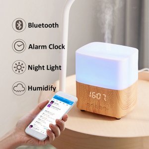 Ρολόι Ξυπνητήρι με Υγραντήρα, Φωτισμό LED &amp; Ηχείο Bluetooth Κομοδίνου - Συσκευή Αρωματοθεραπείας Aroma Diffuser