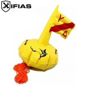 Xifias Σημαδούρα Δύτη Ψαροντούφεκου Σφαιρική 38cm από PVC με Σημαία &amp; Σχοινί Νάυλον 20m
