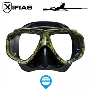 Xifias Καταδυτική Μάσκα Camo Παραλλαγής Σιλικόνης Tempered Glass με Θήκη Μεταφοράς