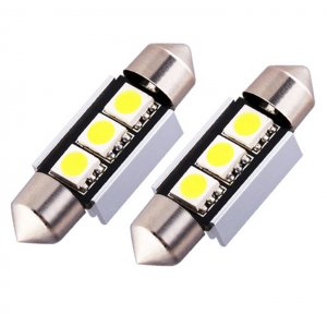 LED Αυτοκινήτου Σωληνωτός 36mm CAN BUS με 3 smd 6000Κ - Σετ 2 τμχ