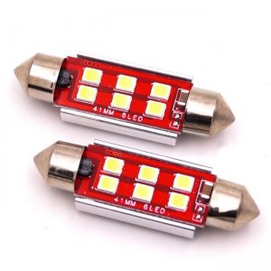 LED Σωληνωτός Αυτοκινήτου 39mm CAN BUS με 6 philips smd 6000Κ Σετ 2τμχ