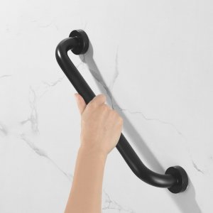 Βοηθητική Λαβή Στήριξης ΑΜΕΑ 35cm Inox Τοίχου, Μπάνιου - Μπάρα Στήριξη για AMEA Μαύρη Ανοξείδωτη