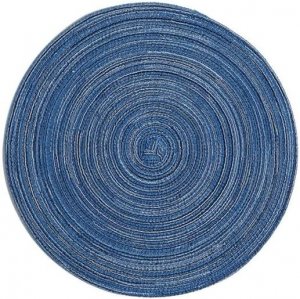 Σετ 4x Boho Ψάθινο Σουπλά Στρογγυλό 18cm Μπλε