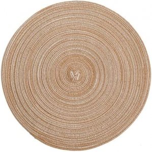Σετ 4x Boho Ψάθινο Σουπλά Στρογγυλό 18cm Σκούρο Μπεζ