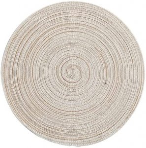 Σετ 4x Boho Ψάθινο Σουπλά Στρογγυλό 18cm Ανοιχτό Μπεζ