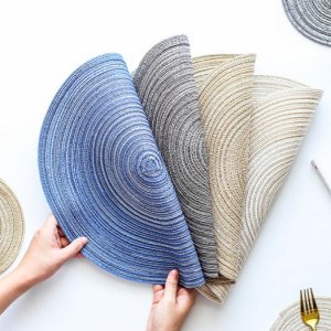 Σετ 4x Boho Ψάθινο Σουπλά Στρογγυλό 36cm