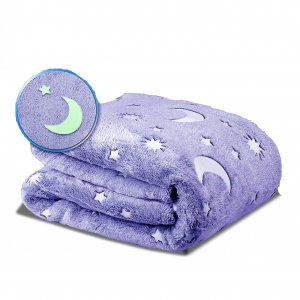 Παιδική Κουβέρτα Fleece που Φωσφορίζει 150x120cm με Λαμπερά Φωσφορίζοντα Σχέδια - Childrens Glow Blanket - Μπλε