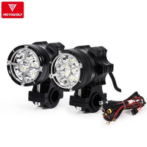 Σετ Προβολάκια Αλουμινίου Μοτοσυκλέτας Motowolf 36W 6500Κ με 3 Λειτουργίες Φωτισμού - Μαύρα