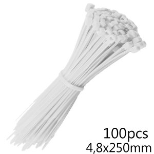 100τμχ Ισχυρά Δεματικά Dingqi 4,8x250mm Λευκό Χρώμα - Tie Raps Καλωδίων, Δεσίματος, Συναρμολόγησης Cable Tie