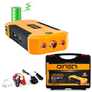 DINGQI Jump Starter 12V &amp; Power Bank 12.000mAh Εκκινητής Μπαταρίας Αυτοκινήτου με Φακό, Κροκοδειλάκια, Καλώδια Φόρτισης, Πυξίδα &amp; Βαλιτσάκι Μεταφοράς