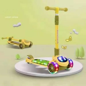 Παιδικό Αναδιπλούμενο Scooter - Πατίνι με Πίσω Φρένο - LED Φωτάκια &amp; Μουσική - Κίτρινο