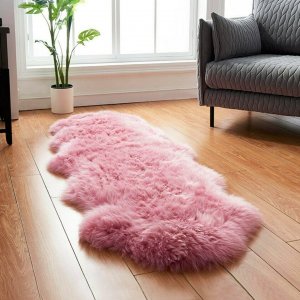 Χνουδωτό Χαλί Διάδρομος Sheepskin από Υψηλής Ποιότητας Συνθετική Γούνα 60x180cm - Ροζ