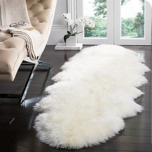 Μεγάλο Χνουδωτό Χαλί Διάδρομος Sheepskin από Υψηλής Ποιότητας Συνθετική Γούνα 150x220cm - Λευκό