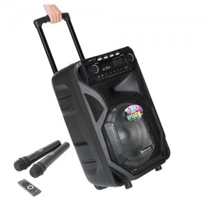Ασύρματο Bluetooth Ηχείο 12 TWS FM Meirende με 2 Μικρόφωνα για Καραόκε - Τηλεχειριστήριο &amp; Χειρολαβή - Μαύρο