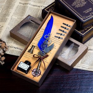 Πένα Καλλιγραφίας με Φτερό - Classic Dipping Feather Pen - Μπλε