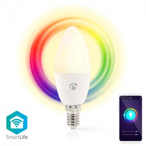 Nedis Έξυπνη WiFi LED RGB Λάμπα Ε14 4.5W 350LM με App Εφαρμογή Κινητού για Ρύθμιση Φωτεινότητας, Χρώματος &amp; Χρονοδιακόπτη