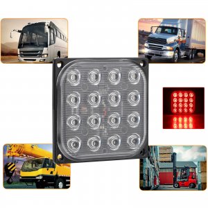 Universal Αδιάβροχο Φανάρι 16 SMD LED Ultra Bright Κόκκινο 48W 7000lm με 2 Λειτουργίες Φωτισμού 12, 24V