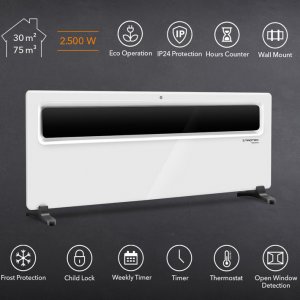 Trotec Επιτοίχιος &amp; Επιδαπέδιος Θερμοπομπός 2500W με LCD Οθόνη, Ρυθμιζόμενο Θερμοστάτη &amp; Χρονοδιακόπτη