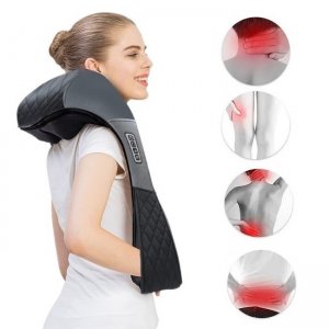Συσκευή Μασάζ Shiatsu με Χειρολαβές για Αντιμετώπιση Πόνου σε Όλο το Σώμα με 16 Κεφαλες &amp; Θερμότητα - Υπέρυθρη Ακτινοβολία