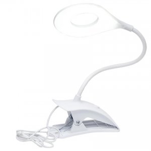 Επιτραπέζιο Φωτιστικό - Λάμπα 12 LED 3W 6800K USB με Εύκαμπτο Βραχίονα &amp; Κλιπ Μανταλάκι 25cm - Λευκό
