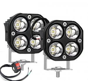 Σετ Αδιάβροχα Προβολάκια LED 9000lm 80W Ψυχρού Λευκού Φωτισμού 6000K Αυτοκινήτου, Μηχανής 12V &amp; 24V IP67 Σετ 2 Κομμάτια &amp; Διακόπτης ON , OFF