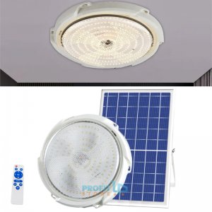 Αδιάβροχο Ηλιακό Φωτιστικό Οροφής 200W LED Ψυχρού Λευκού Φωτισμού 6500K με Φωτοκύτταρο, Timer &amp; Χειριστήριο - Solar LED Lamp Άσπρο