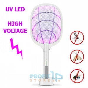 Ηλεκτρικό Eπαναφορτιζόμενο UV LED Εντομοκτόνο, Εντομοπαγίδα, Αντικουνουπικό 2 σε 1 - Ρακέτα Κουνουπιών Μυγοσκοτώστρα