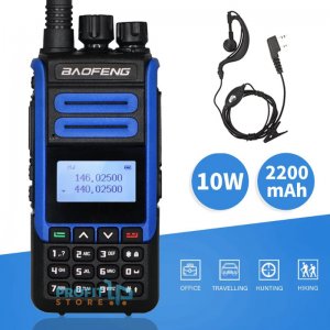 Ισχυρός Ασύρματος Πομποδέκτης 10W έως 10km UHF/VHF Dual Band 128 Κανάλια με Οθόνη, Φακό, Ακουστικό - Two Way Radio Tranceiver