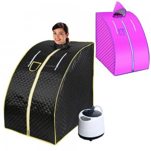 VSauna Φορητή Ατομική Σάουνα - Χαμάμ Ατμού με Ισοθερμική Αδιάβροχη Ολόσωμη Καμπίνα, Κουκούλα, Ρόλερ Μασάζ &amp; Τηλεκοντρόλ - Portable Steam Sauna