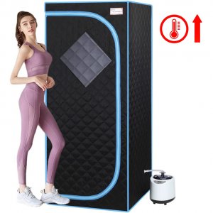 VSauna 2.0 Ολόσωμη Φορητή Ατομική Σάουνα - Χαμάμ Ατμού με Ισοθερμική Αδιάβροχη Καμπίνα &amp; Τηλεκοντρόλ - Portable Steam Sauna Μαύρο