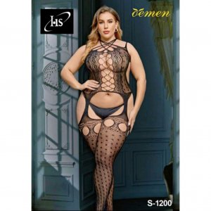 HS Αισθησιακό Γυναικείο Plus Size Ολόσωμο See Through Ελαστικό Εσώρουχο One Size - Μαύρο