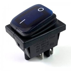Αδιάβροχος Διακόπτης / Κουμπί Εναλλαγής LED – Rocker Switch ON / OFF 12V με 4 Επαφές Μπλέ - Μαύρο