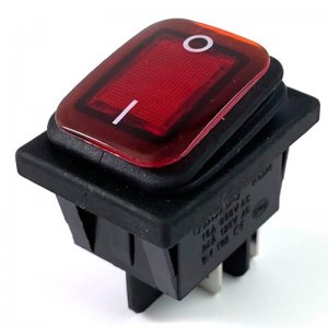 Αδιάβροχος Διακόπτης / Κουμπί Εναλλαγής LED – Rocker Switch ON / OFF 12V με 4 Επαφές Κόκκινο - Μαύρο