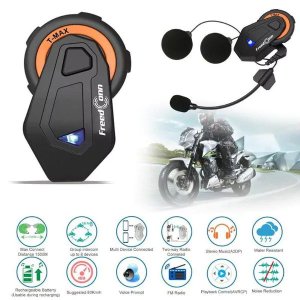 Αδιάβροχη Ασύρματη Ενδοεπικοινωνία Bluetooth Κράνους Μηχανής Freedcon T-Max Interphone FM Radio Αναβάτη Μοτοσυκλέτας με Εμβέλεια 1χλμ