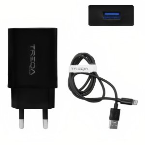 Φορτιστής Ταχείας Φόρτισης με 1 Θύρα USB 3.1A 18W και Καλώδιο Lightning - Treqa